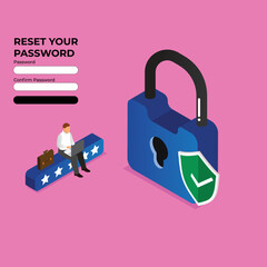 Reset your password isometric 3d vector illustration concept for banner, website, illustration, landing page, flyer, etc.