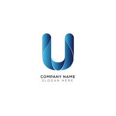 Modern minimal logo letter U design