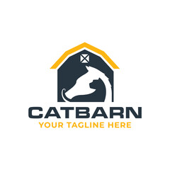 cat and horse barn logo design template