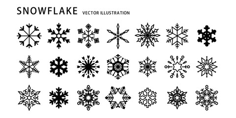 雪の結晶 デザイン _ ベクター 素材 セット シルエット 