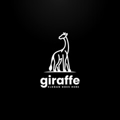 Vector Logo Illustration Giraffe Line Art Style.