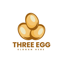 Vector Logo Illustration Three Egg Simple Mascot Style.