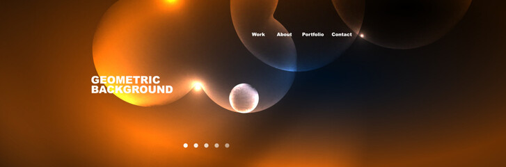 Neon glowing bubbles, circles magic energy space light concept, abstract background wallpaper design