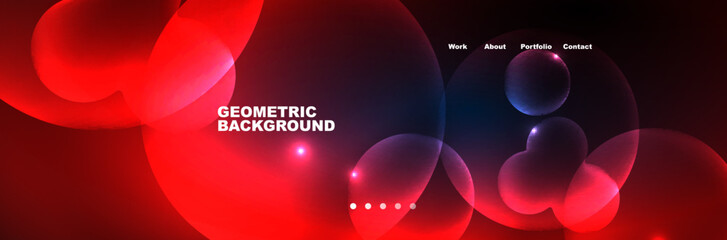 Shiny neon circles and bubbles, dark abstract background with blurred magic neon light, wallpaper design