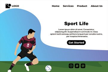 Football landing page design template, Landing page design vector, Landing page vector 
