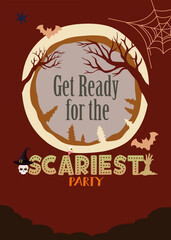 Scariest party invitation greeting card blank template for Halloween 