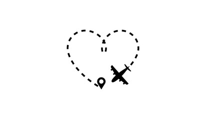 Airplane SVG PNG clipart, Travel svg, Love travel, vacation trip, honeymoon, Plane Route heart path