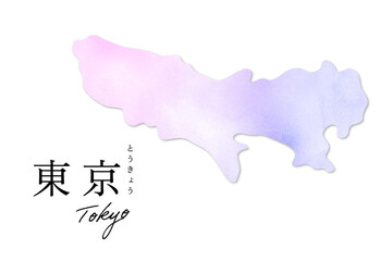 東京都の手描き水彩地図｜Tokyo Prefecture Hand-Drawn Watercolor Map for Tourism and Education