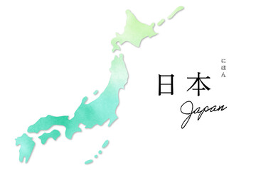 水彩イラストの日本地図