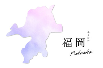 福岡の水彩イラスト地図