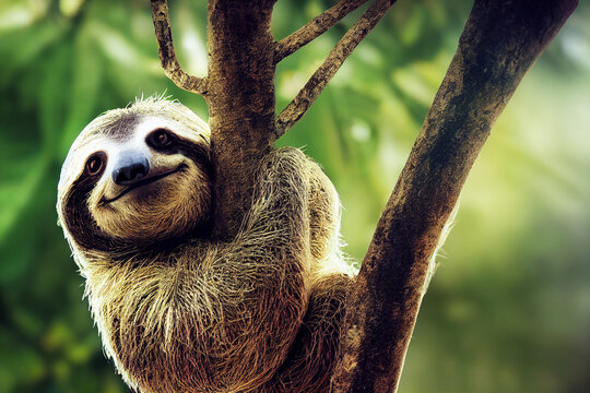 Close Up Of A Happy Sloth