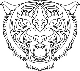 Tiger face sticker vector.Tiger head traditional tattoo.Vector of Japanese tiger for sticker or printing on T-shirt.