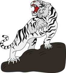 Fototapeta na wymiar Tiger and Dragon fighting vector.Japanese Dragon and tiger tattoo.