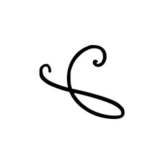 Flourish ornament as monogram or divider for wedding invitations and other designs. Handdrawn flourish isolated in white background. Doodle vector illustration