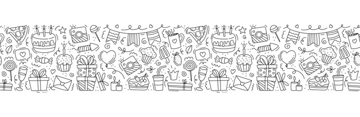 birthday banner in doodle style hand-drawn