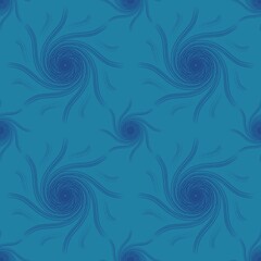 Illustration drawing of  blue line whirl wave random, seamless repeat pattern on blue background, for clothing fabric textiles, wallpaper , paper wrapping