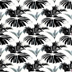Fototapeta na wymiar seamless floral background - balian pattern with palms