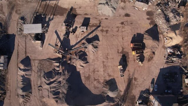 View of the building materials elevator, aerial video