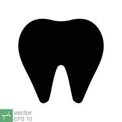 Tooth icon. Simple solid style. Dental treatment and tooth care, health oral, dentistry, toothache medical concept. Glyph vector illustration isolated on white background. EPS 10.