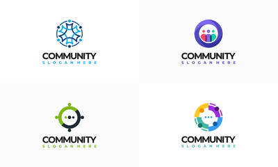 Set of Colorful People community logo template designs vector illustration