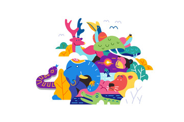 Fototapeta premium Wildlife Animal Kingdom Vector illustration