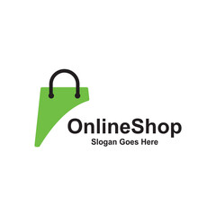 Shopping bag icon logo for online shop business logo with text 