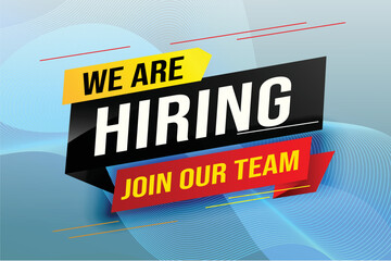 hiring recruitment Join now design for banner poster We are hiring lettering with geometric shapes lines. Vector illustration typographic. Open vacancy design template modern concept