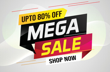 mega sale word concept vector illustration with lines and 3d style, landing page, template, ui, web, mobile app, poster, banner, flyer, background, gift card, coupon, label, wallpaper