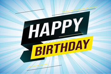 happy birthday word concept vector illustration with blue lines modern futuristic 3d style for landing page template web mobile app poster banner flyer background gift card coupon label wallpaper