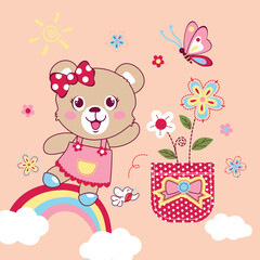 Obraz na płótnie Canvas Happy cute bear vector illustration