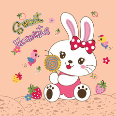 Happy cute bunny vector illustration