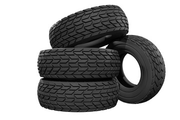 car tires on a white background. 3D rendering illustration. © kamonrat