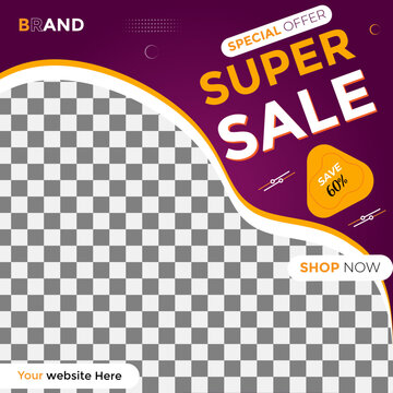 Online super sale for your  business social media post banner template