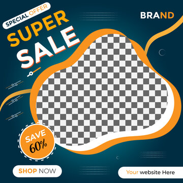Online super sale for your  business social media post banner template