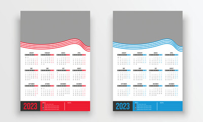 2023 calendar design. Wall calendar 2023 year template design. - obrazy, fototapety, plakaty