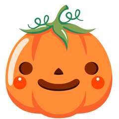 Halloween cartoon pumpkin, Jack O Lantern transparent background, Evil face, cute and fun halloween pumpkin, Festive postcard. Selective focus