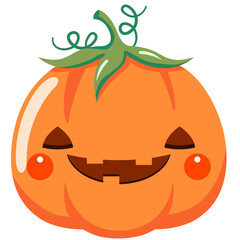 Halloween cartoon pumpkin, Jack O Lantern transparent background, Evil face, cute and fun halloween pumpkin, Festive postcard. Selective focus