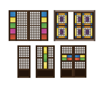 Traditional Capiz windows and doors set