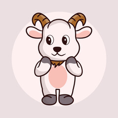 Obraz na płótnie Canvas Cute baby goat cartoon standing pose