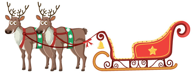Isolated christmas reindeer sleigh character © brgfx