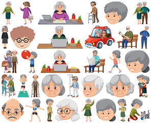 Collection of elderly people icons