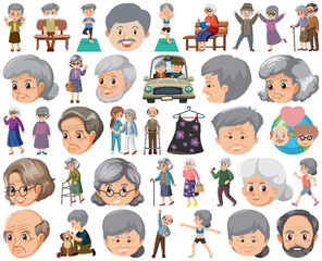 Collection of elderly people icons