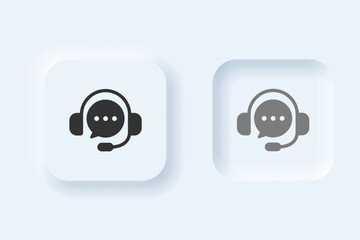 Vector neumorphic style Customer Call Support button set for UI design