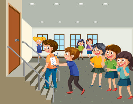 Kids bullying their friend at school