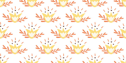 Seamless floral pattern with hearts