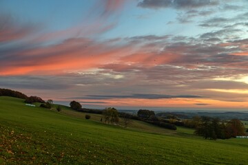 Fototapeta na wymiar morning romantic sunrise sky panorama
