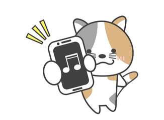 Fototapeta premium スマホ ミュージック ねこ