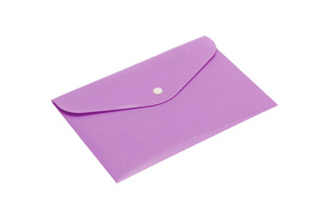 magenta plastic envelope for documents, isolate, transparent background