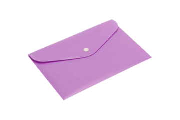 magenta plastic envelope for documents, isolate, transparent background