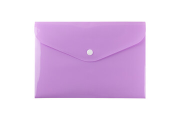 magenta plastic envelope for documents, isolate, transparent background